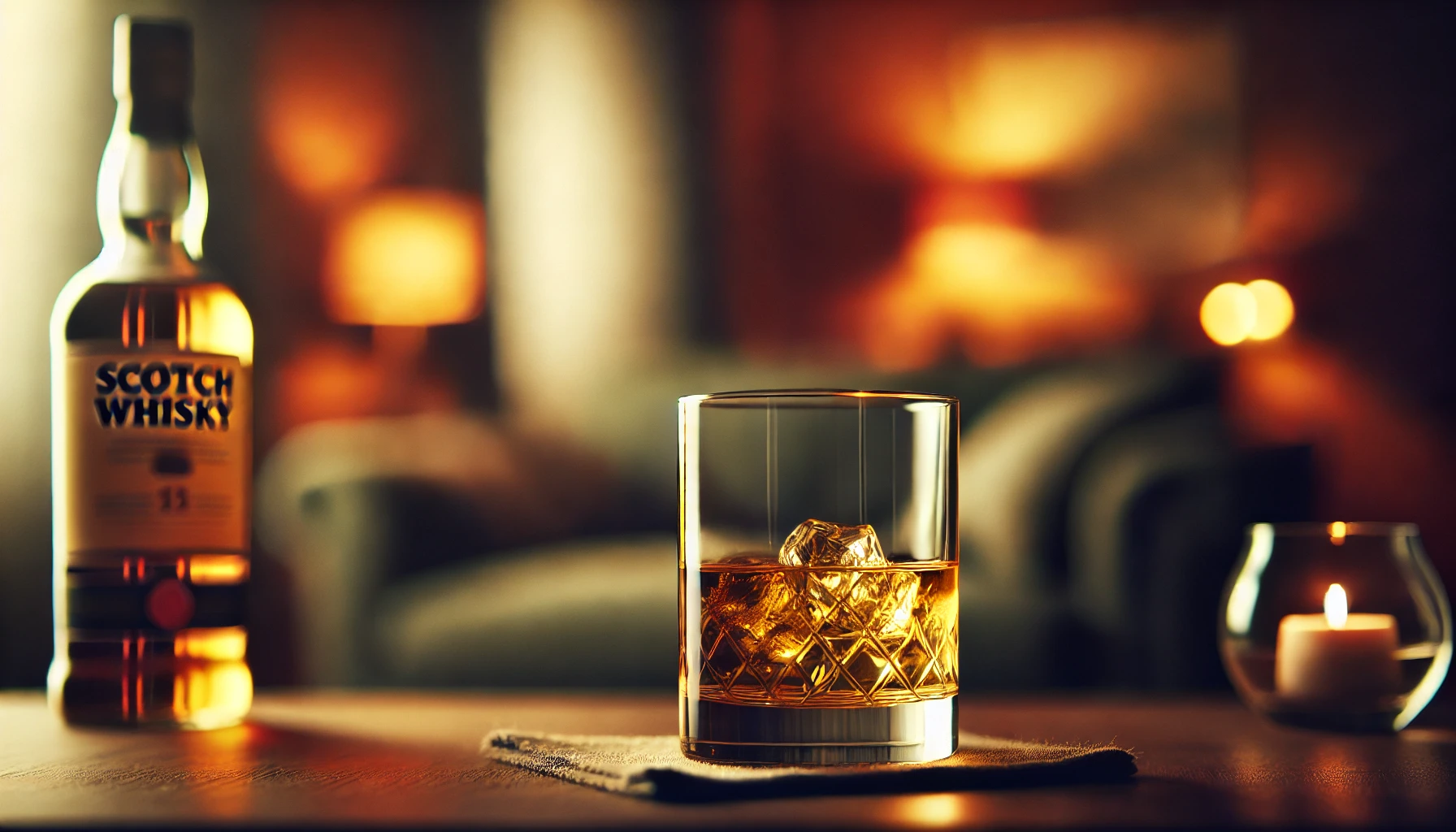 A-close-up-shot-of-a-glass-of-Scotch-whisky-on-the-rocks-with-a-warm-inviting-background.-The-focus-is-on-the-golden-liquid-showcasing-the-deliciou